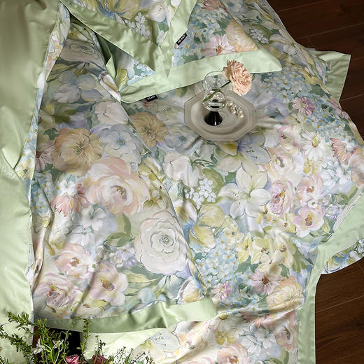 自然醒高端100支长绒棉数码印花双拼边全棉纯棉四件套HS 商品图12