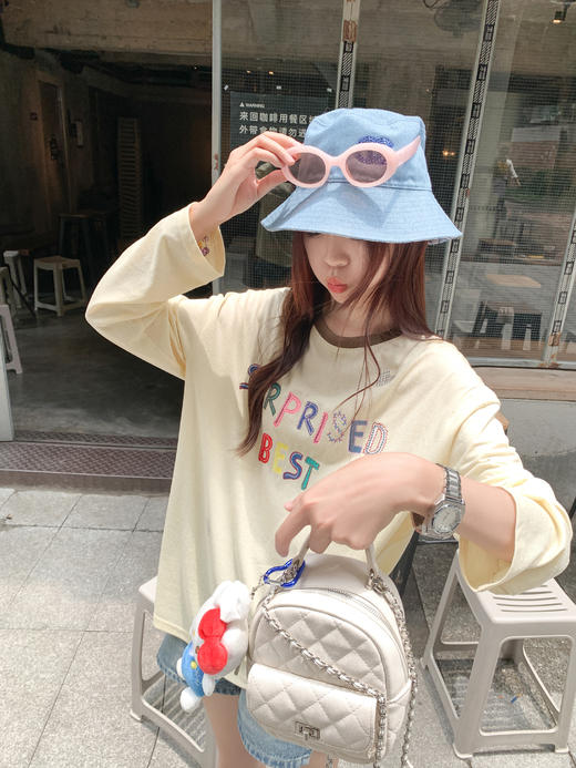 【129元任选2件】现货！多巴胺字母长袖T 商品图10