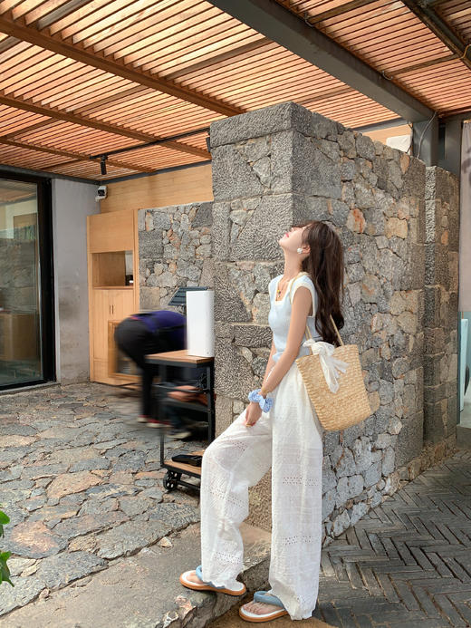 <曾小咸推荐>【夏日苏打】蕾丝刺绣裤子 商品图6