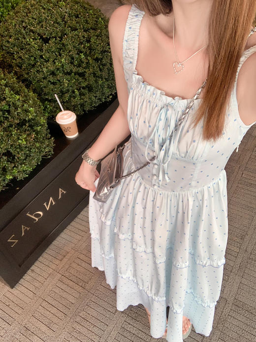 【折后再享2件88折】最后一波现货！抽褶波点吊带连衣裙 日常229.99/件 立减80 秒杀149.99/件！！ 商品图4