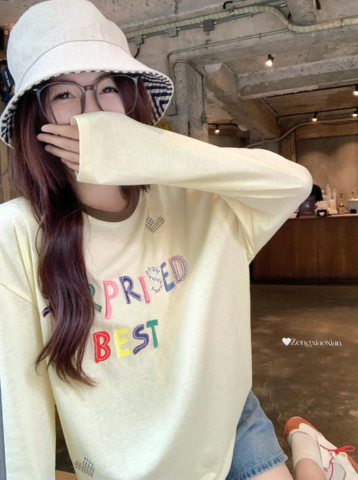 【129元任选2件】现货！多巴胺字母长袖T 商品图6