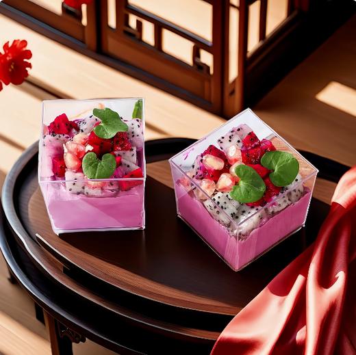 10个 正方慕斯杯 150ml 一次性四方果立方九宫格慕斯杯 毕业蛋糕正方形木糠杯布丁杯 商品图0