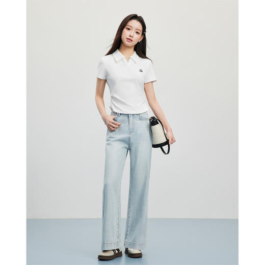 【小个子】 IEF/爱依服2025裤子 春季 港式复古休闲通勤百搭显瘦牛仔阔腿裤DS40534 商品图2