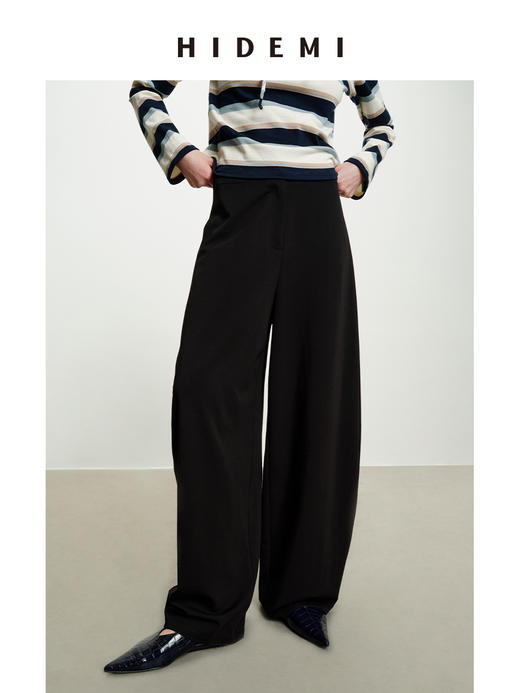 HIDEMI 极简设计感茧型中低腰进口可再生棉亲肤舒适空气感羊腿裤 商品图0