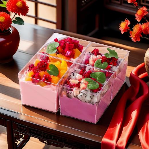 10个 正方慕斯杯 150ml 一次性四方果立方九宫格慕斯杯 毕业蛋糕正方形木糠杯布丁杯 商品图1