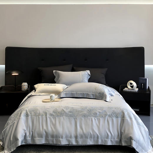 轻奢纯粹自然细旦冷凝丝刺绣四件套 细旦莱赛尔凉感纤维套件 商品图6