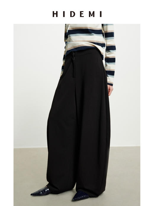 HIDEMI 极简设计感茧型中低腰进口可再生棉亲肤舒适空气感羊腿裤 商品图3