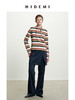 HIDEMI 趣味撞色条纹自然色织纯棉分体领巾设计感两件套长袖T 商品缩略图6