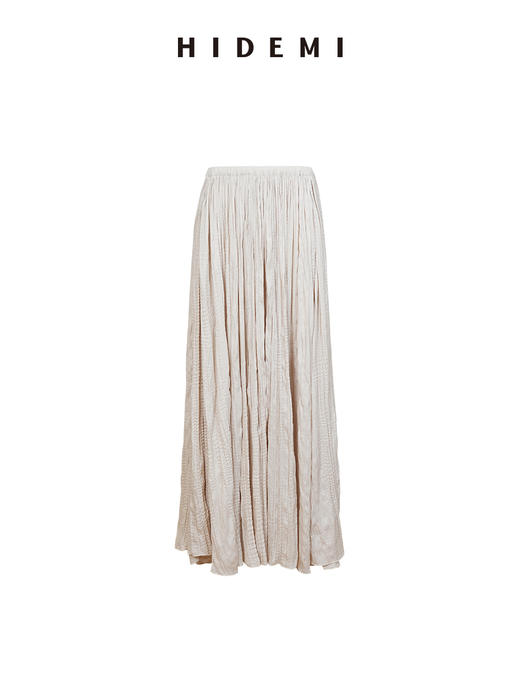 HIDEMI 进口可再生纤维冰川灰压褶纸片人西装领衬衫半裙套装 商品图9