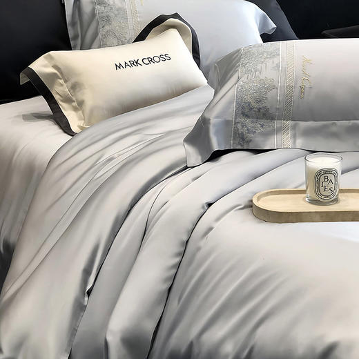 轻奢纯粹自然细旦冷凝丝刺绣四件套 细旦莱赛尔凉感纤维套件 商品图8