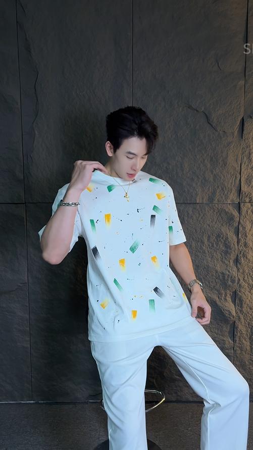 T520夏季短袖上衣男士夏季宽松设计师圆领满印印花T恤 商品图0