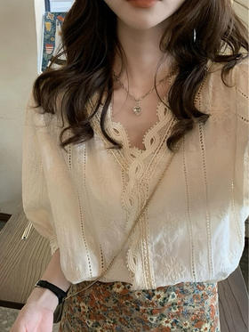 v领镂空蕾丝（🔒