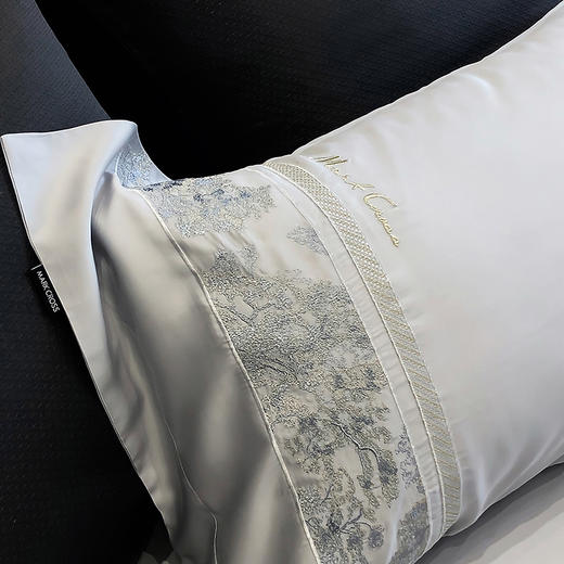 轻奢纯粹自然细旦冷凝丝刺绣四件套 细旦莱赛尔凉感纤维套件 商品图7