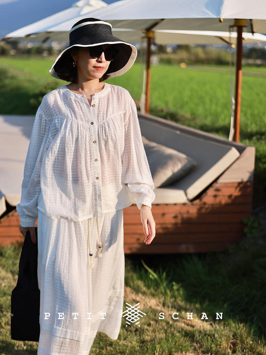 PETIT SCHAN小闪 CLO#836 Medusozoa 水母 纯棉松紧腰提花小格纹半裙 商品图0