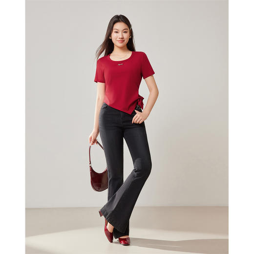 【微胖定制】 IEF/爱依服2025大码女装夏季 微胖韩版气质设计感百搭显瘦T恤DP43009-X- 商品图1