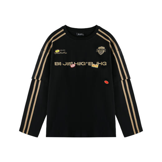 BJHG不计后果假两件长袖T恤男款夏季潮牌美式复古运动速干上衣女 商品图3