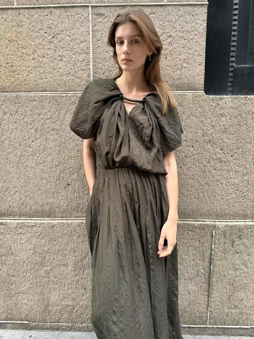 VC｜PF25018 Allie crinkled top [ 衬衫 墨绿 / 白 ] 商品图11