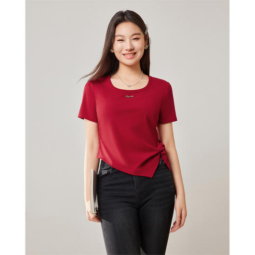 【微胖定制】 IEF/爱依服2025大码女装夏季 微胖韩版气质设计感百搭显瘦T恤DP43009-X- 商品图3