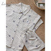 可人儿小众设计师新款泡泡绵女士睡衣夏季短袖可外出家居服三件套 商品缩略图2