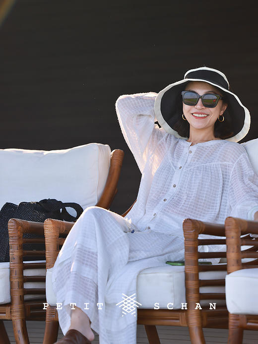 PETIT SCHAN小闪 CLO#835 Medusozoa 水母 法式纯棉提花小格纹小衫 商品图1