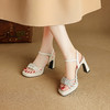 【预售5天】真皮凉鞋女新款高跟鞋夏季防水台一字带粗跟洋气厚底时装女鞋MLD&AM975 商品缩略图3