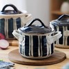 日本进口手作伊贺烧深型条纹粗陶土锅（3合） 商品缩略图1