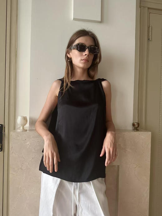 VC｜PF25016 Estonia flap tank top  [ 无袖上衣 浅米 / 黑 ] 商品图0