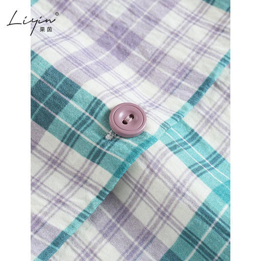 可人儿小众设计师新款泡泡绵女士睡衣夏季短袖可外出家居服三件套 商品图3