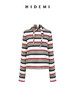 HIDEMI 趣味撞色条纹自然色织纯棉分体领巾设计感两件套长袖T 商品缩略图13
