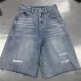 ZC双侧贴钻破洞牛仔五分裤50423 夏季 121002033053