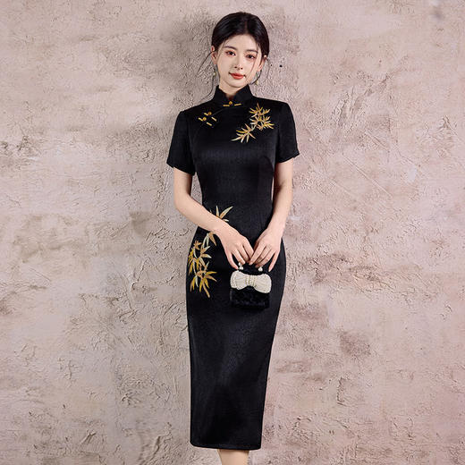 绝美竹叶绣花新中式改良旗袍 SC20726 商品图0