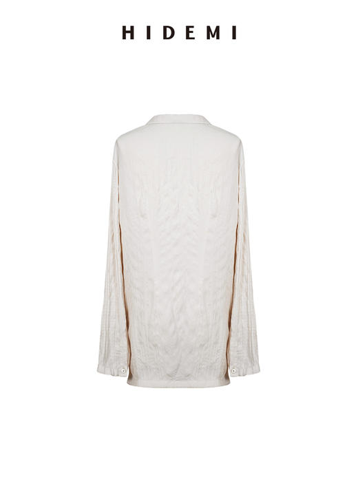 HIDEMI 进口可再生纤维冰川灰压褶纸片人西装领衬衫半裙套装 商品图8