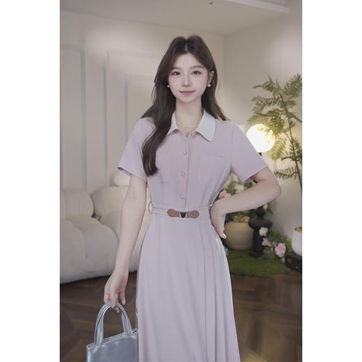 鹿向南「粉桃汽水」夏季新款小众慵懒休闲收腰显瘦连衣裙女 商品图3