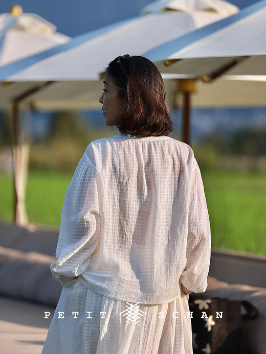 PETIT SCHAN小闪 CLO#835 Medusozoa 水母 法式纯棉提花小格纹小衫 商品图4