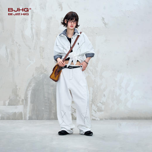 BJHG不计后果新款时尚套装外套男女款秋季休闲裤子高街仿牛仔套装 商品图2