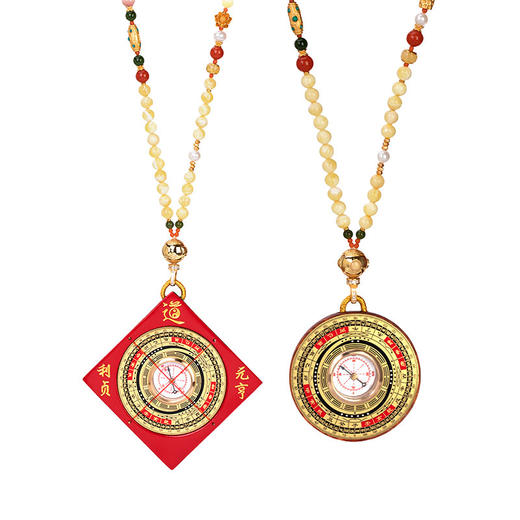 五行喜土 蜜蜡项链小罗盘 商品图0