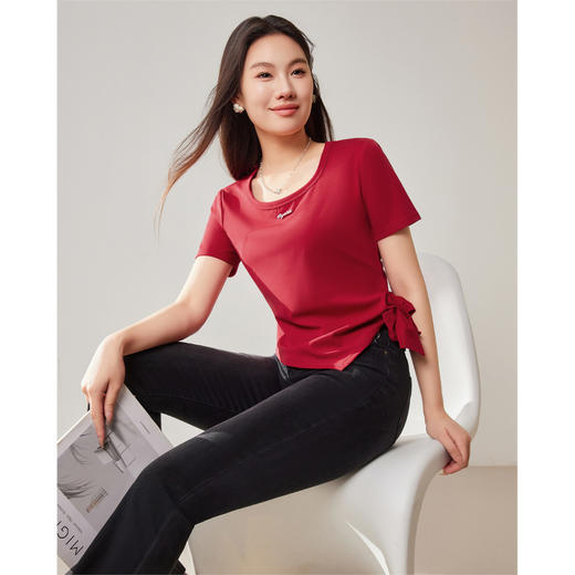 【微胖定制】 IEF/爱依服2025大码女装夏季 微胖韩版气质设计感百搭显瘦T恤DP43009-X- 商品图2