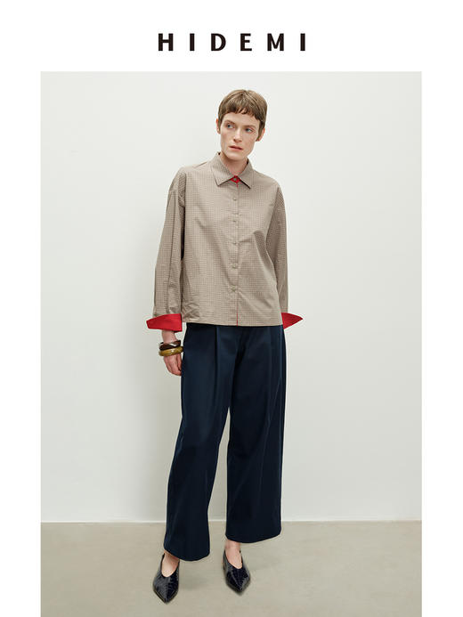 HIDEMI复合立体感廓形压褶微茧型西装裤阔腿裤九分裤 商品图5