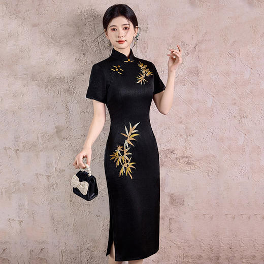 绝美竹叶绣花新中式改良旗袍 SC20726 商品图3