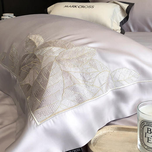 轻奢纯粹自然细旦冷凝丝刺绣四件套 细旦莱赛尔凉感纤维套件 商品图2