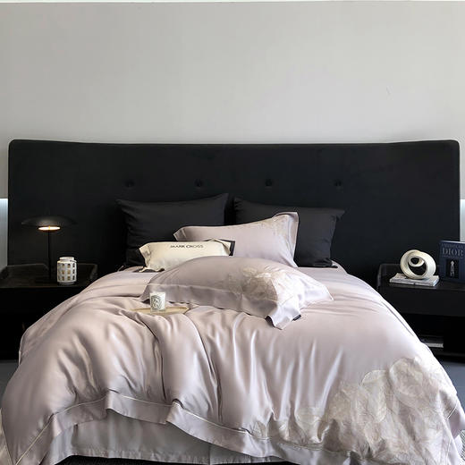 轻奢纯粹自然细旦冷凝丝刺绣四件套 细旦莱赛尔凉感纤维套件 商品图4