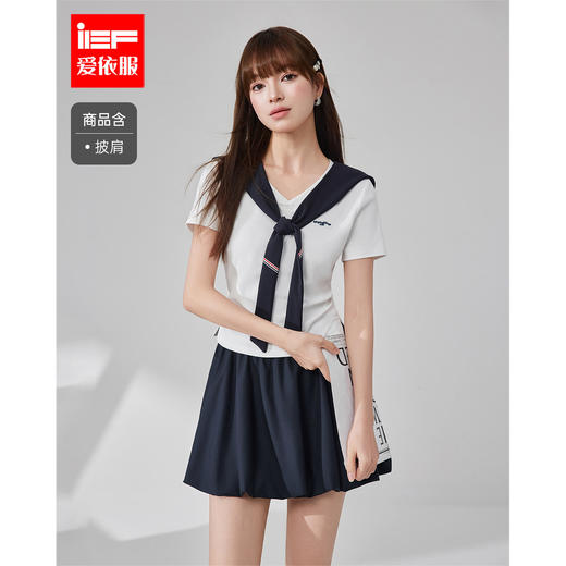 IEF/爱依服2025时尚套装夏季 韩版减龄休闲学院风百搭上下套裙N42374-X- 商品图0