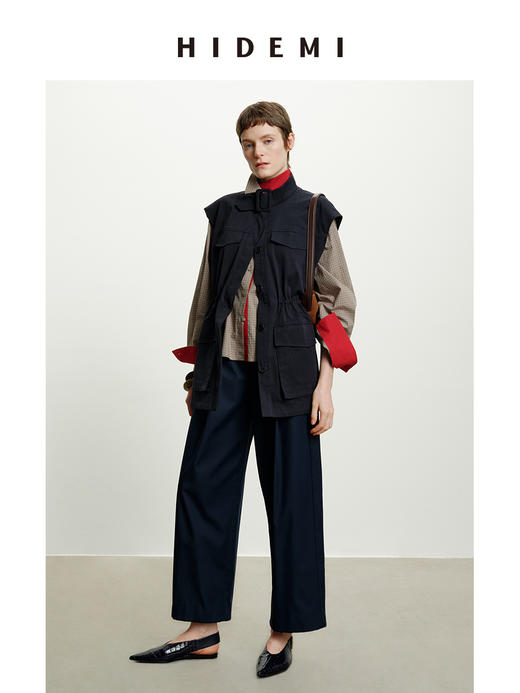 HIDEMI复合立体感廓形压褶微茧型西装裤阔腿裤九分裤 商品图8