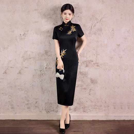 绝美竹叶绣花新中式改良旗袍 SC20726 商品图4