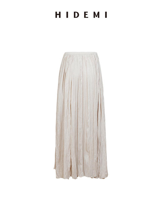 HIDEMI 进口可再生纤维冰川灰压褶纸片人西装领衬衫半裙套装 商品图10