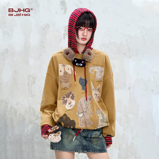 BJHG不计后果 不宠长袖t恤男款夏季抗菌速干趣味插画宽松休闲卫衣 商品图1