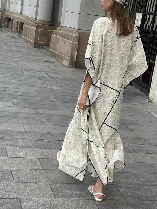 VC｜PF25001 Roma silk kaftan dress [连衣裙  米白印花 ] 商品图0