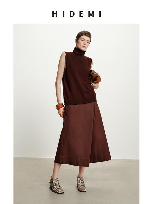 HIDEMI 立体设计感裙裤 白色/咖色 商品图2