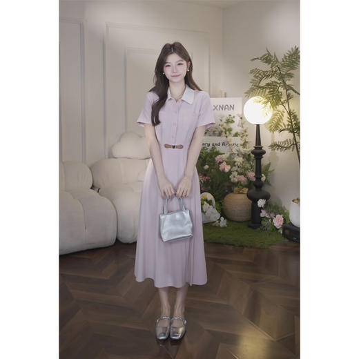 鹿向南「粉桃汽水」夏季新款小众慵懒休闲收腰显瘦连衣裙女 商品图2