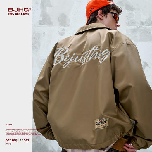 BJHG不计后果美式复古外套男女款秋季新款刺绣棒球服教练夹克外套 商品图1